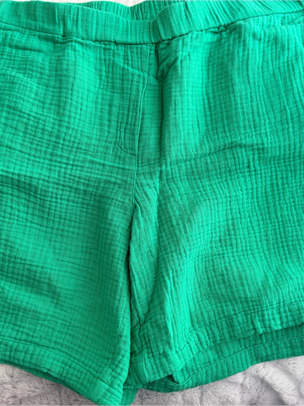 J. Jill High Waist Cotton Gauze Shorts in Bright Green